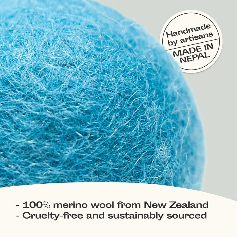 MEOWFIA Wool Ball Toys - 6-Pack of Safe for Cats and Small Dogs Balls - 1.5 Inch Felted Wool Cat Toy and Dog Toy - Perfect with Cat Cave - Silent - Mini Tennis Balls - (1,5in/Aquamarine) - Image 2